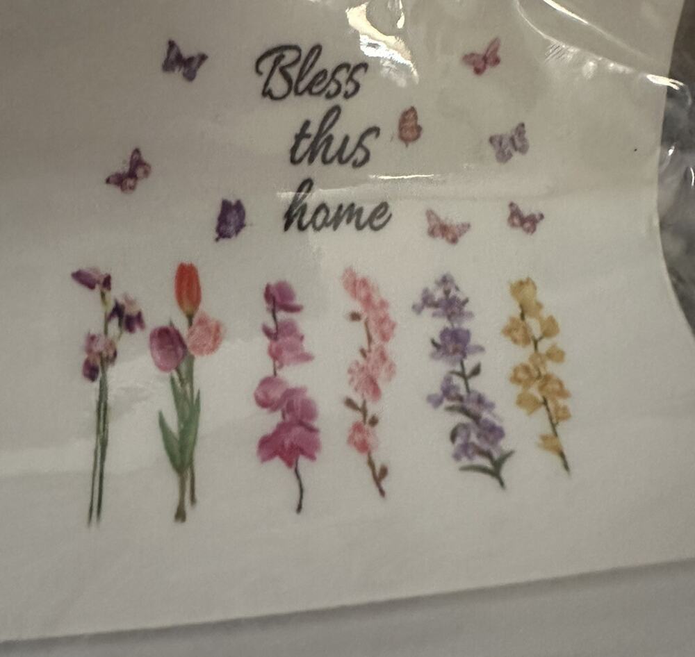 New Bless This Home Wall Decals Garden Flowers Butterflies Art Decor Transfers